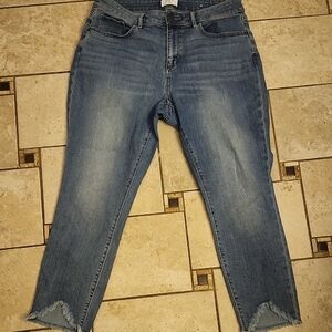 LOFT Curvy Skinny Ankle Distressed Light Colored Jeans Size 12P